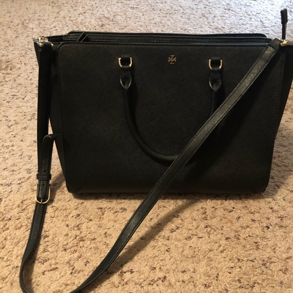 Beautiful, black genuine leather Tory Burch Tote - Picture 3 of 7
